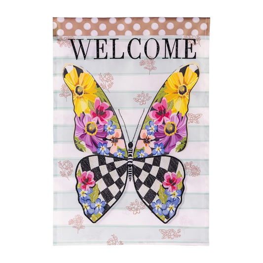 Courtly Check Butterfly Garden Flag