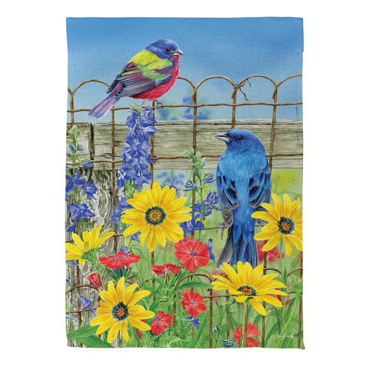 Colorful Songbird Fence Garden Flag