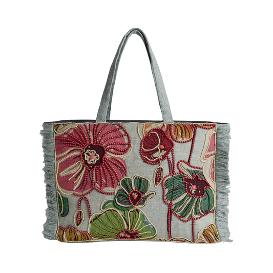 Adalee Floral Tote Seafoam