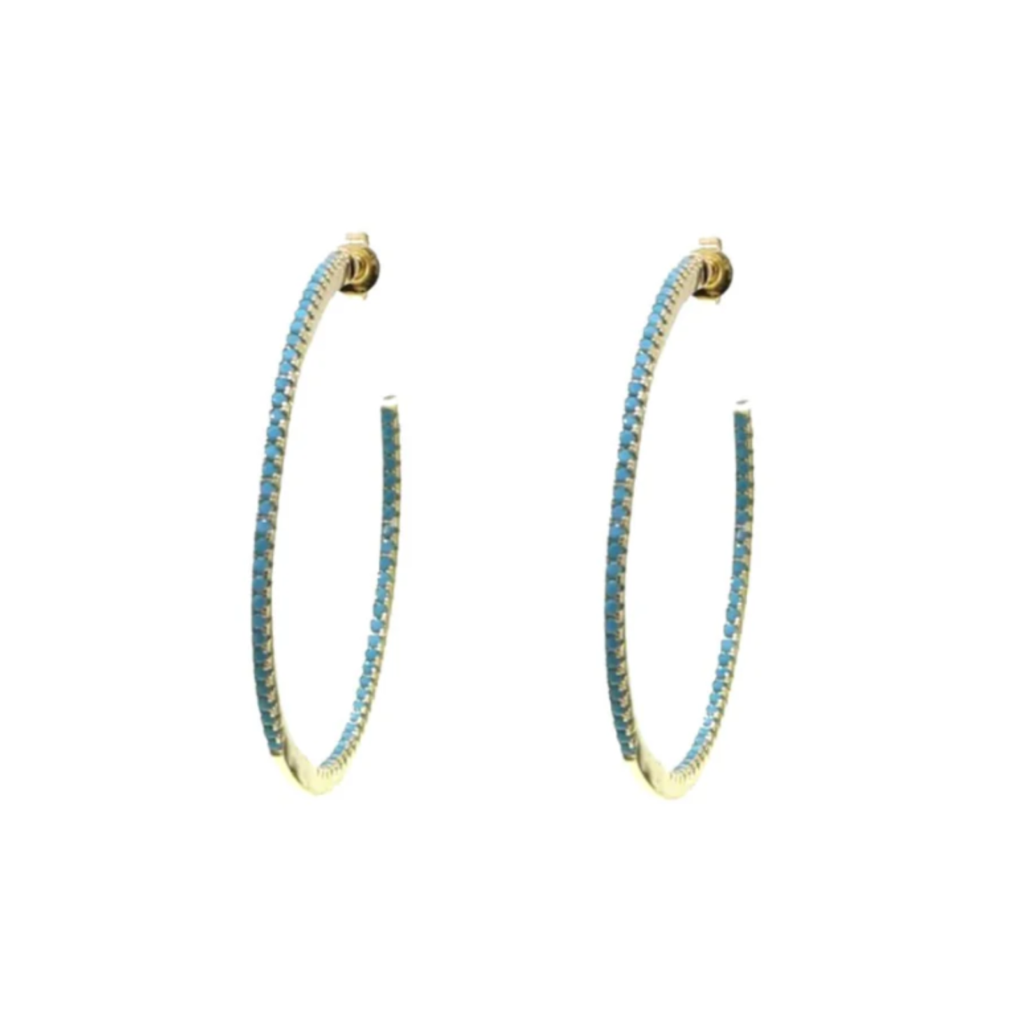 Pave Turquoise Hoops