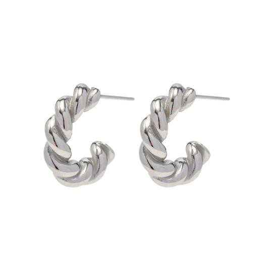 Silver Twist Hoops