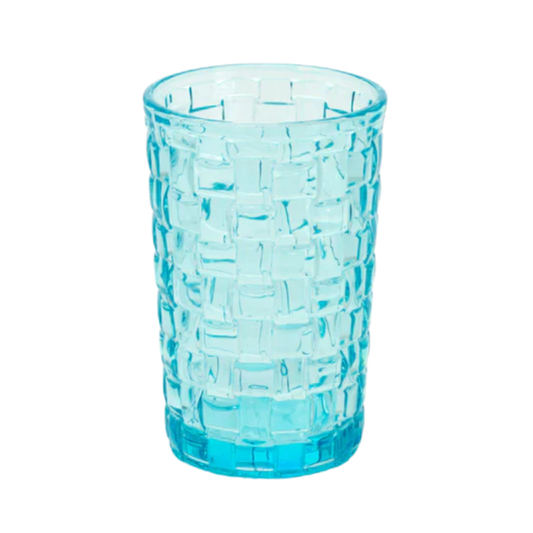 Blue Sea Basketweave Drinking Glass