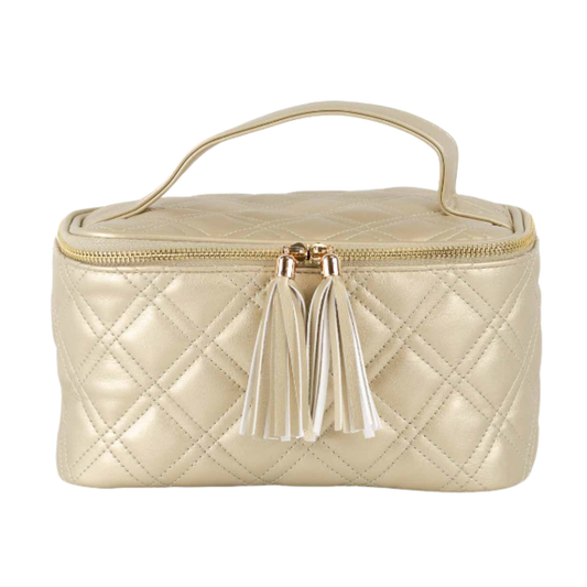 SALE Gold Quilted Train Case