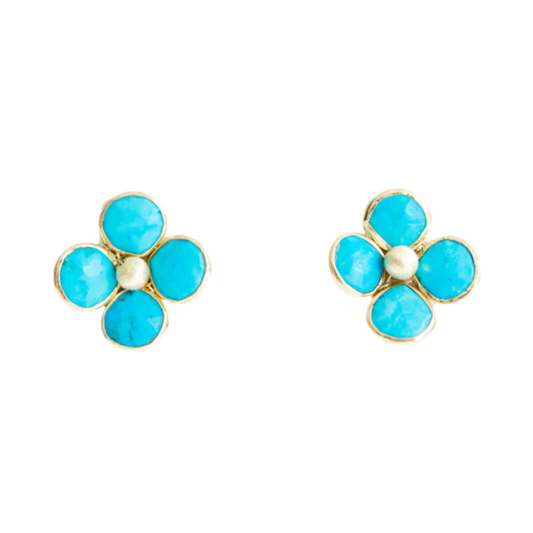SALE Turquoise Petal Flower Earring