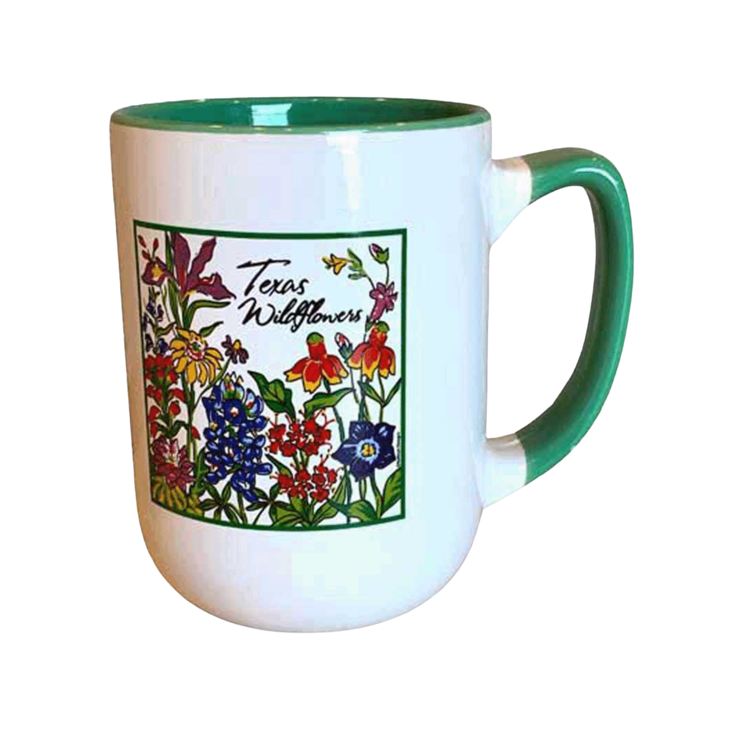 Green Handle Wildflowers Mug