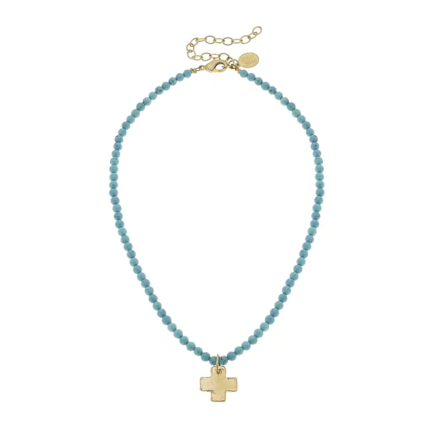 Gold Cross Turquoise Necklace