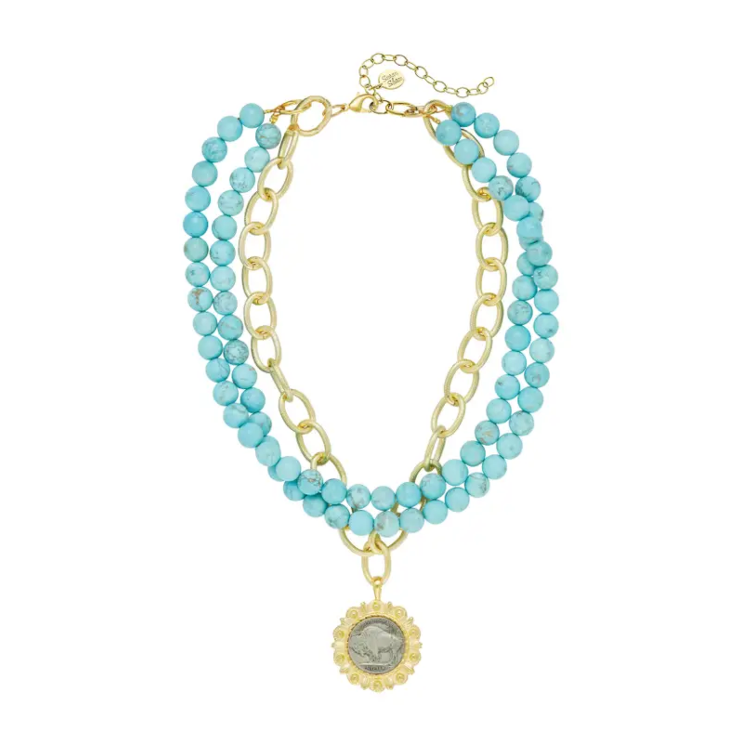 Buffalo Nickel & Turquoise Necklace