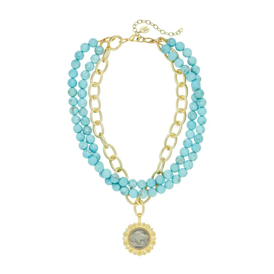 Buffalo Nickel & Turquoise Necklace
