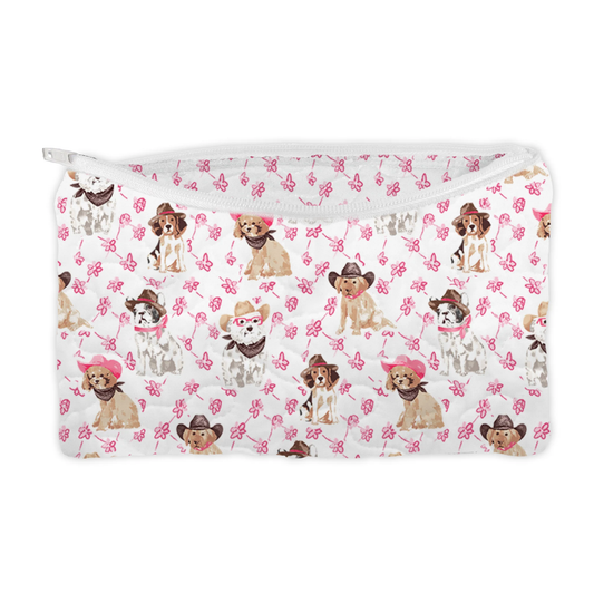 Cowboy Pups Fuchsia Makeup Bag