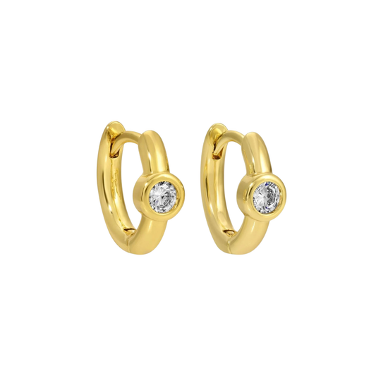 Small Huggies with Round CZ earring