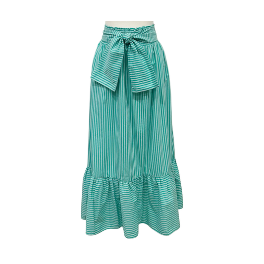 Candy Stripe Maxi Skirt Aqua