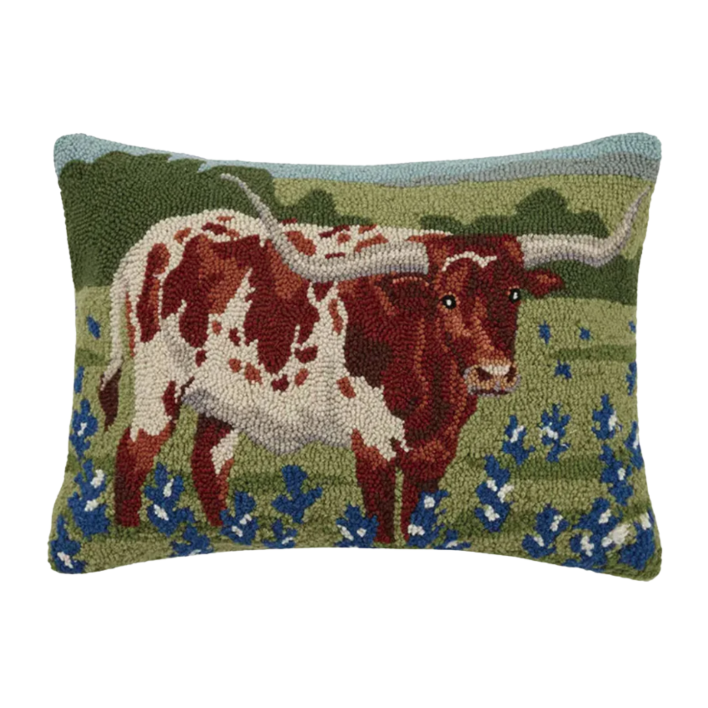 Longhorn in Bluebonnet Pillow