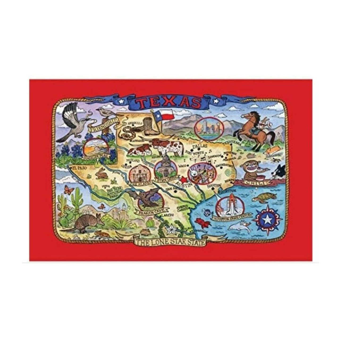 Texas Tea Towel Red Map