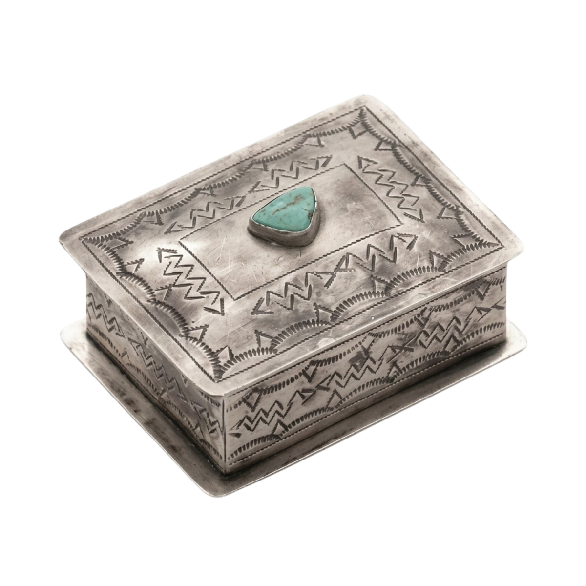 Small Stamped Box with Turquoise