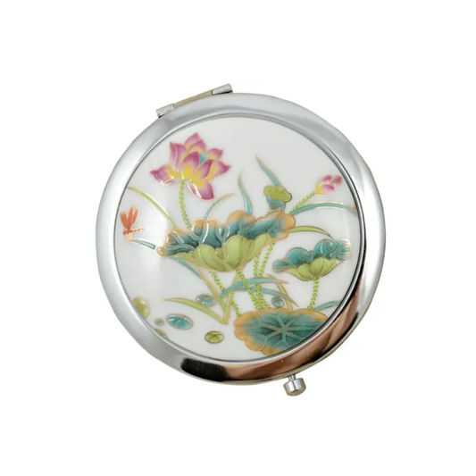 Porcelain Compact Mirror - Lotus