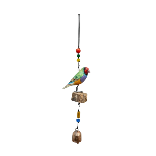Wood Robin On a Stump Wind Chime