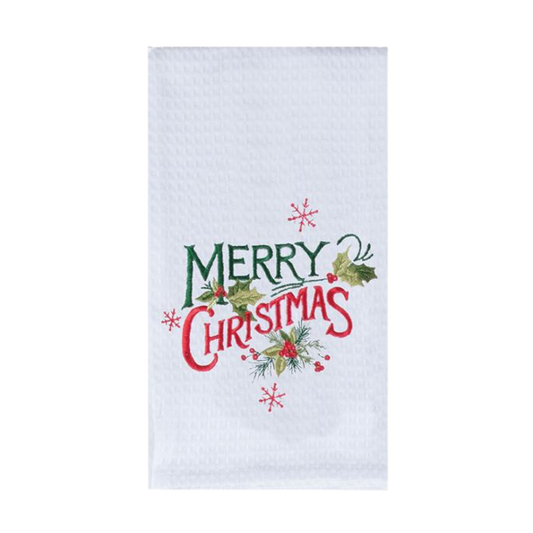 Merry Christmas Waffle Towel