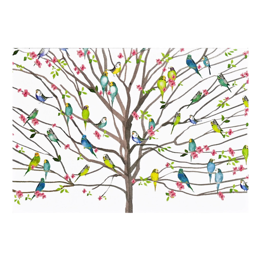 Tree of Budgies Note Card