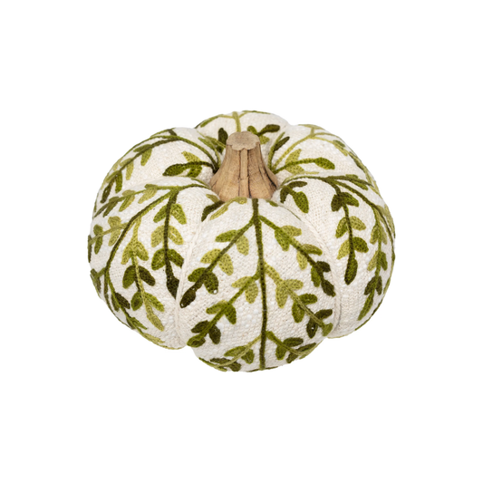 Green Leaf Embroidered Pumpkin Small