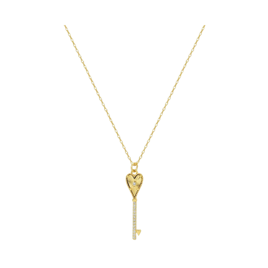 Petite Heart Burst Key Necklace