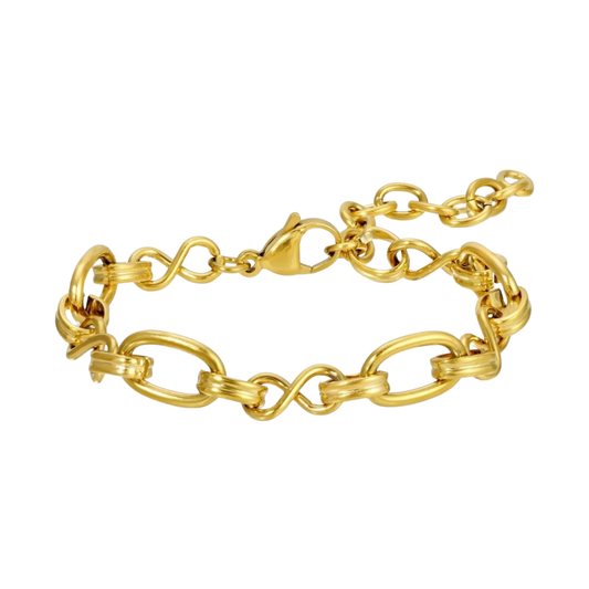 Oval and Figure 8 Gold Water Resistant Bracelet