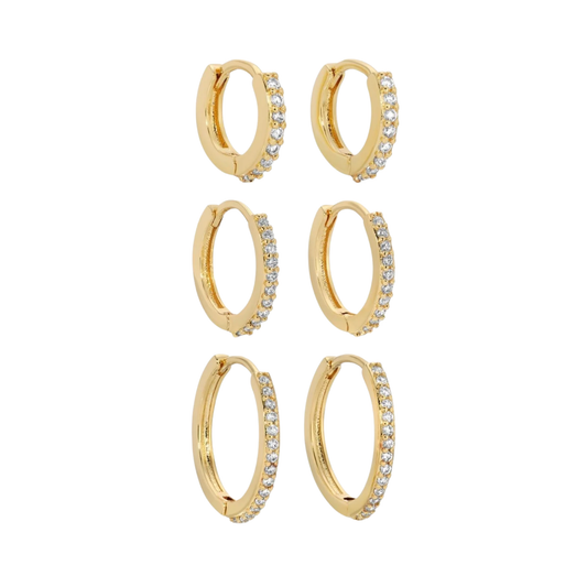 Earrings S/3 Huggies with Pave