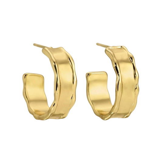 Wide Hoop Earrings with Abstract Trim