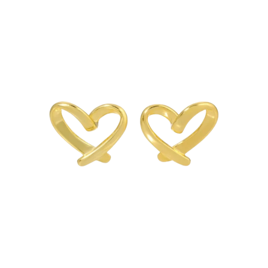 Earrings Stud Heart on Red Velvet