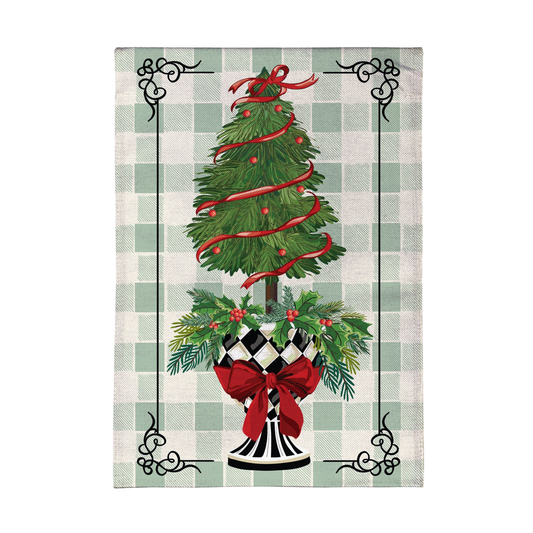 Christmas Topiary Garden Flag