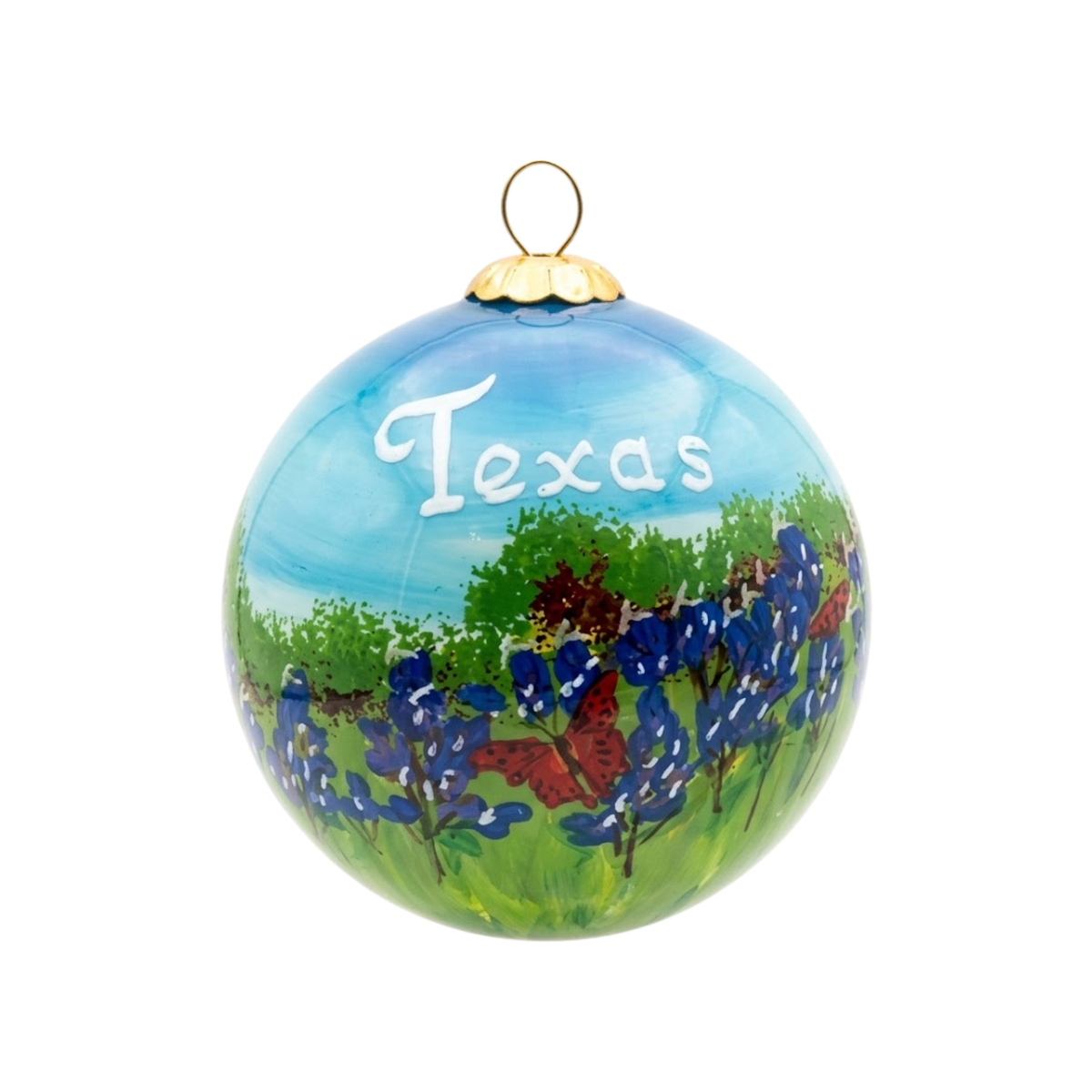 Bluebonnets & Butterflies Texas Ornament