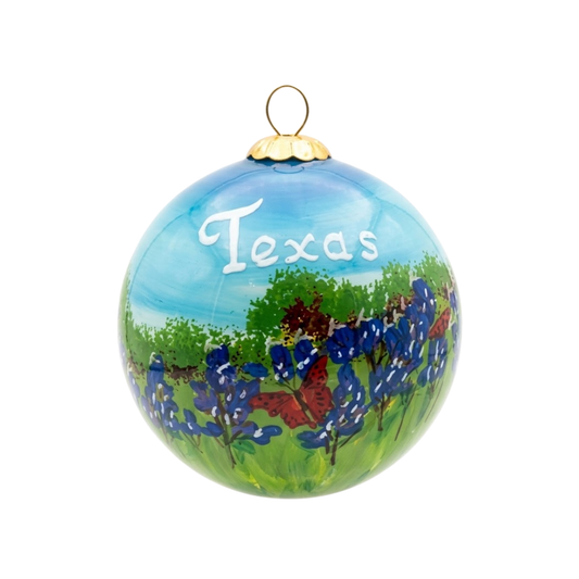 Bluebonnets & Butterflies Texas Ornament