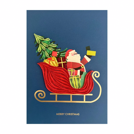 Santa's Sleigh Quill Christmas Card
