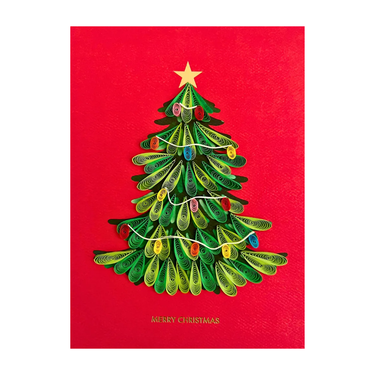 Xmas Tree Quill Christmas Card