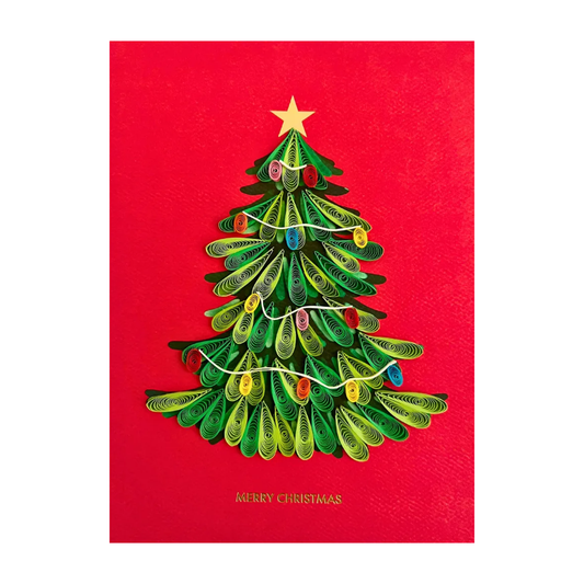 Xmas Tree Quill Christmas Card