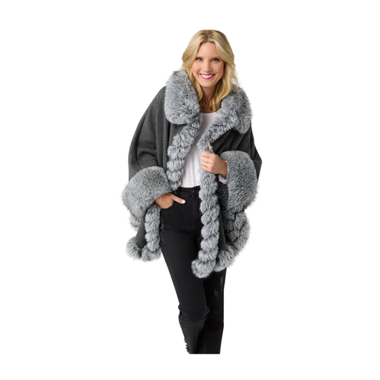 Mira Wrap with Faux Fur Trim