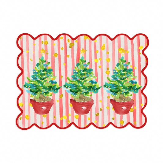 Red Potted Christmas Trees Vinyl Placemat