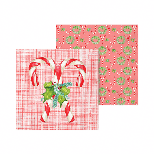 Candy Canes with Greens Cocktail Napkins