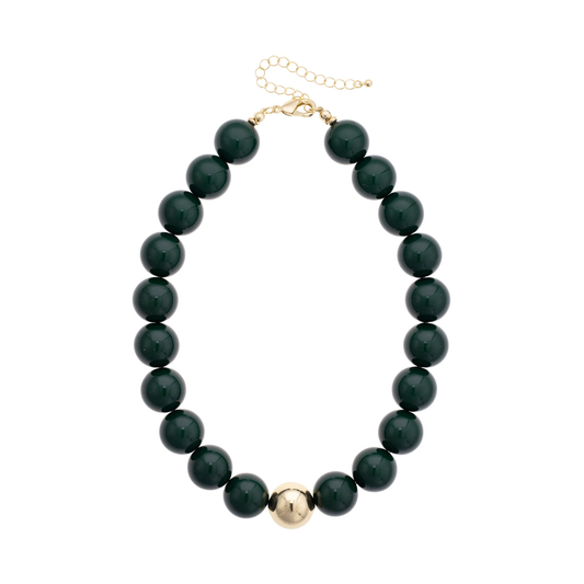 Dark Green Beaded Necklace