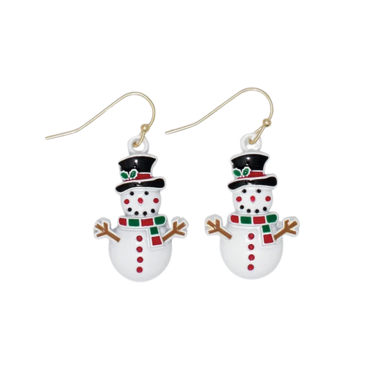 Snowman w/Hat and Scarf Earrings