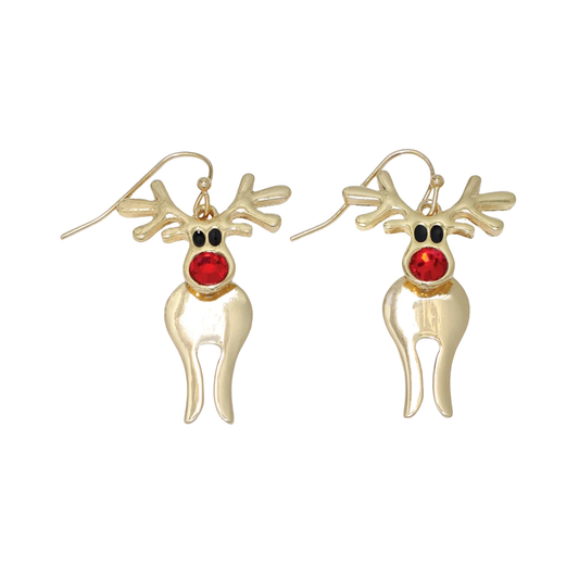 Rudolph w/Red Crystal Earrings
