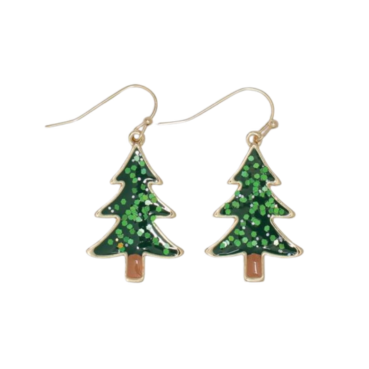 Glitter Christmas Tree Earrings