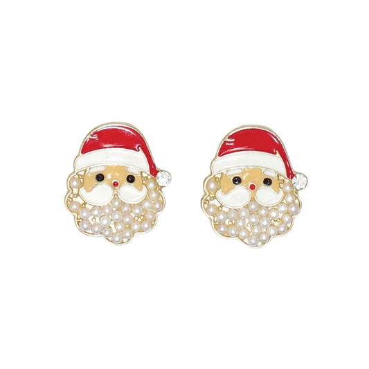 Jolly Santa with Pearls Earring