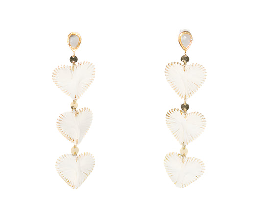 Heart-shaped earrings with gold accents on a white background