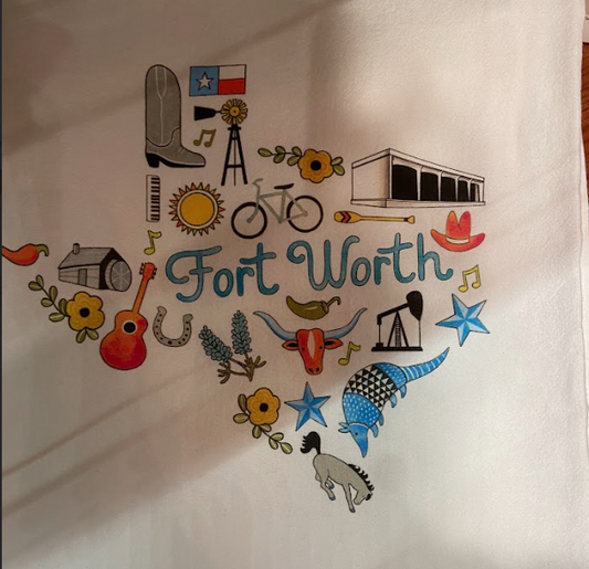 Fort Worth Icons Tea Towel