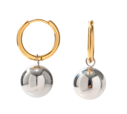 Mixed Metal Huggie Hoops