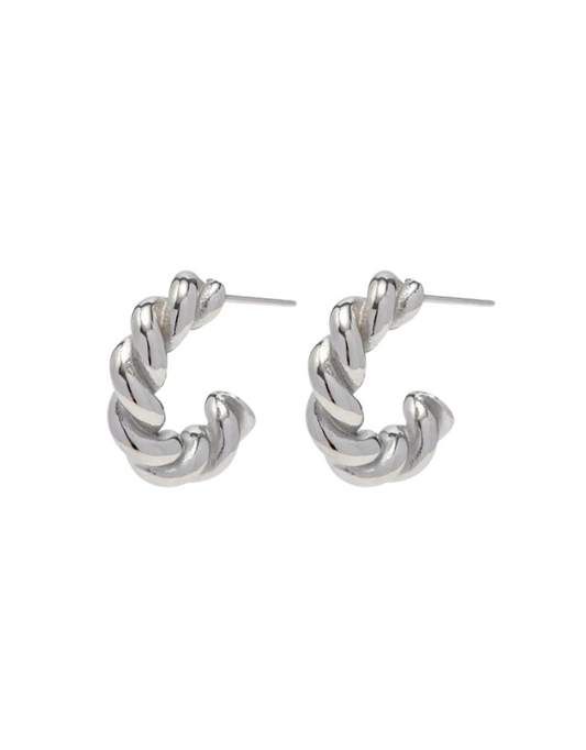 Silver Twist Hoops