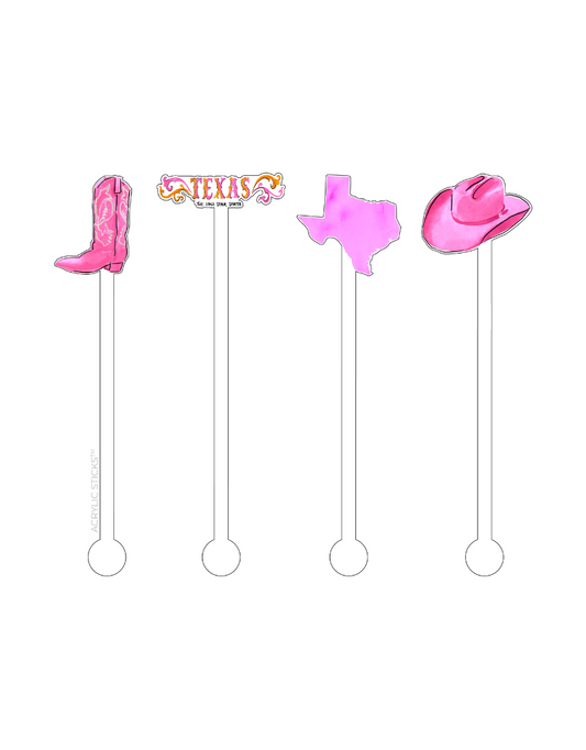 Texas Cowgirling Acrylic Stir Sticks