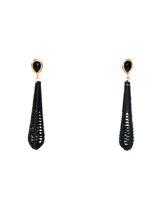 Dewdrop Raffia Earring - Black
