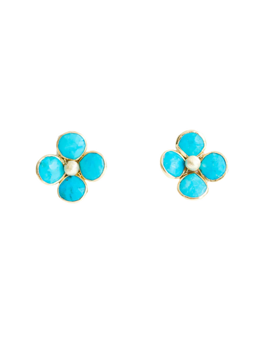 Turquoise Petal Flower Earring