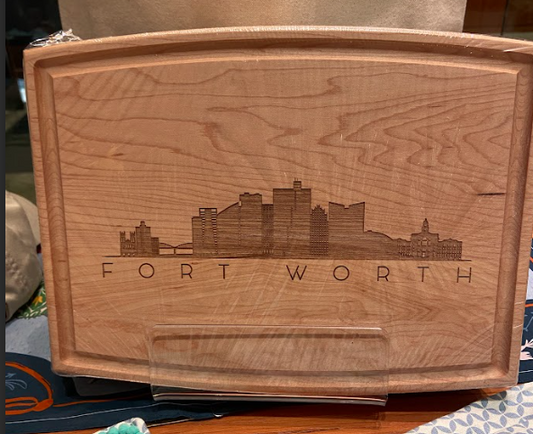 Rectangle Maple Board with Fort Worth Skyline